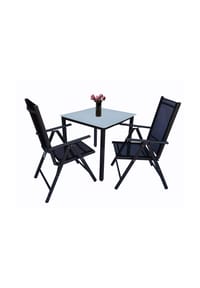 VCM. - 3 tlg. Gartenmöbel Set | Sitzgruppe Essgruppe | 1x Tisch, 2x Stühle | Tisch Maße ca. H. 76 x B. 80 x T. 80 cm | Stühle 80 MA - Anthrazit