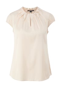 comma, - Shirtbluse, Kurzarm, Raffung, für Damen - 0120 WHITE