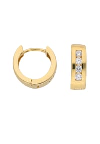 Adelia's - Damen Gold Schmuck 333 Gold Ohrringe  Creolen mit Zirkonia Ø 12 mm - gold