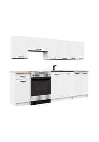 Akord - Oliwia Küchenmöbel-Set mit Vitrinenschrank und Arbeitsplatte - beton
