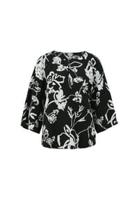 s.Oliver BLACK LABEL - Bluse, Schlüsselloch-Ausschnitt, für Damen - 99A1  GREY/BLACK