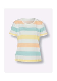 heine - Shirt - apricot-weiß-geringelt