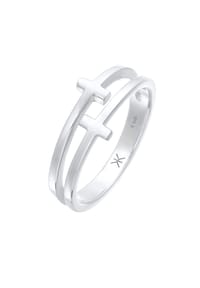 KUZZOÍ - Ring Herren Kreuz Double 925 Silber - Gold