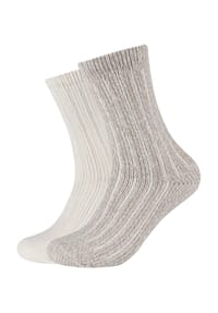 s.Oliver - Socken, 2er-Pack, Ripp-Optik - 1202 OFFWHITE MELANGE