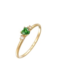 elli. - Ring Herz Zirkonia Grün Liebe 925 Silber Vergoldet - Grün