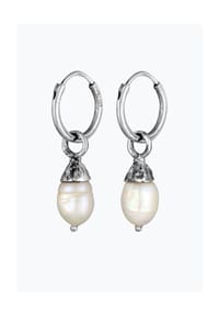 HAZE & GLORY - Ohrringe Herren Creolen Perlen 925 Silber - Silber