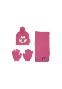 COFI - Mütze mit Pompon und passenden Handschuhen mit Schal in Pink - Pink Onesize