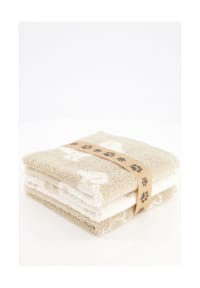 Cawö Seiftücher, 3er-Pack - WE LOVE DOGS - NATUR/BEIGE - 34