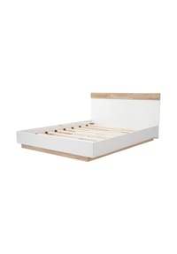 KOMHTOM - Schwebebett 205x164, weiß/Eiche, mit Kopfteil – ohne Matratze - Weiß + Eiche