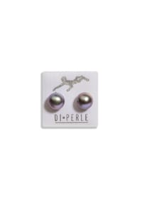 Adelia's - Damen Perlenschmuck 925 Silber Süsswasser Perlen Ohrstecker - grau