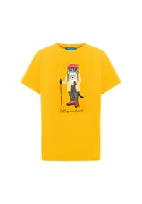 CAT by manii'ta lacitta - Gelbes T-Shirt mit Wanderkatze - gelb