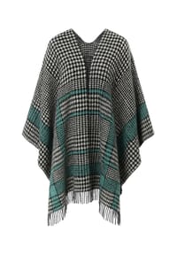 collezione alessandro® - Poncho Hahnentritt schwarz-weiß mit braun - schwarz