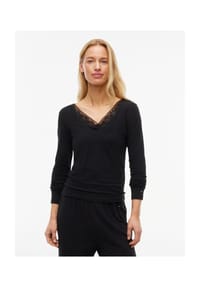 TOMMY HILFIGER - Schlafanzug-Oberteil Modal Lace, V-Ausschnitt, für Damen - BDS BLACK