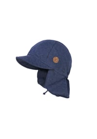 maximo® - GOTS MINI-Schildmütze, Band Nackenschutz, Microringel, Jersey, UV 50 - altrosameliert-rehbraun