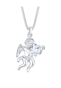elli. - Halskette Engel Herz Zirkonia 925 Sterling Silber - Weiß