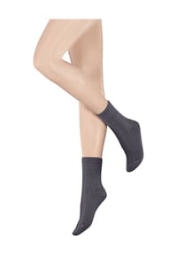 KUNERT - Socken, Alpakawolle-Anteil, Zopfmuster, Komfortbund, für Damen - 0170 LICHTGRAU