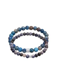 KUZZOÍ - Armband Achat Edelstein Perlen Bead 925 Silber - Dunkelblau