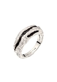 elli. - Ring Ring Organic Enamel Schwarz 925 Sterling Silber - Gold
