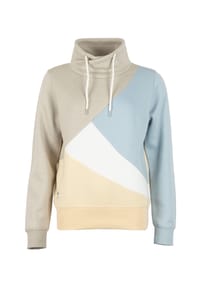 ROADSIGN® australia - Damen Sweatshirt Mosaic im Colour Fusion Look mit Tubekragen - beige/blau/gelb