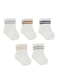 bistyle® - Baby-Socken Basic 5er-Pack, GOTS-zertifiziert, hoher Baumwollanteil, rutschfeste Sohle - Weiß Mix