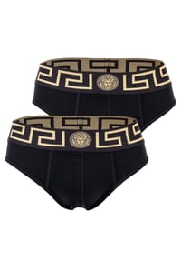 VERSACE - Herren Slip, 2er Pack - TOPEKA, Baumwolle, einfarbig - Schwarz