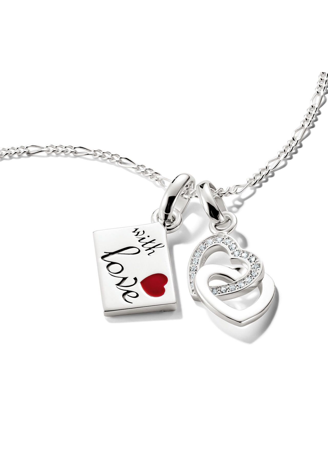 Thomas Sabo Charm-AnhäNger Liebesbrief Connect, Rot, Silberfarben, 1,8 Cm