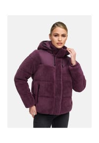 MARIKOO® - Kapuzenplüschjacke Kaguraa 16 - Aubergine