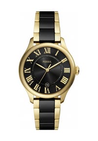 FOSSIL GILMORE - Fossil Gilmore Damenuhr mit drei Zeigern und Datum, goldfarben und schwarzer Keramik, CE1132 - Gold