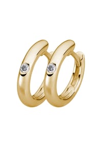 LYOMI - Klappcreolen 585/- Gold 2 Diamant Lab Grown 0,06ct. - gelb