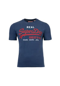 Superdry. - Herren T-Shirt - VI Classic Tee, T-Shirt, Rundhals, Baumwolle, Logo, einfarbig - Blau