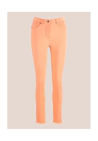 MADELEINE - Mid Waist Skinny-Hose mit Fransen - apfelgrün