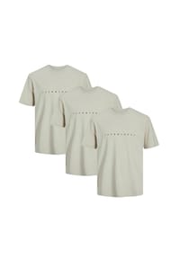 JACK & JONES - T-Shirt 3er Pack Star JJ - Beige / schwarz / dunkelblau