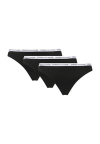 TOMMY HILFIGER - Cotton Thong, 3er-Pack, Logo-Bund, für Damen - 0R7 BLACK