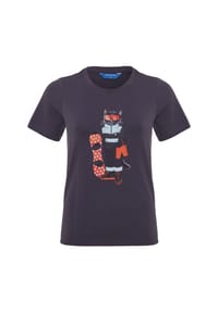cat e lolette - Graues T-Shirt mit Snowboard-Katze - grau