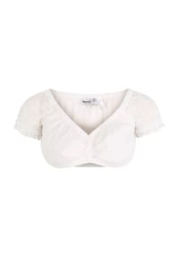 MarJo - Dirndlbluse "Ella-Susann", V-Ausschnitt, gerüschte Ärmel, für Damen - OFFWHITE