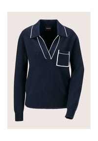MADELEINE - Strickpullover im Polo-Style - marine / weiß