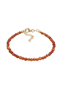 elli. - Armband Achat Kugeln Perlen Braun 925 Silber Vergoldet - Orange