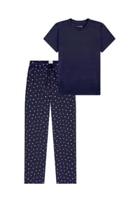 SCHIESSER - Schlafanzug Mix & Relax - Blau / creme