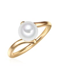 VALERO PEARLS - Damen Ring aus 925/- Sterling Silber in Gelbgold mit Süßwasser-Zuchtperle - gelbgold