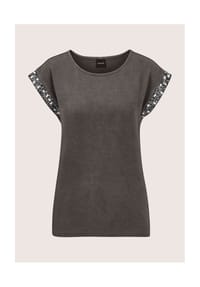 MADELEINE - Shirt mit Strass an der Schulter - bleigrau