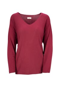 Seasons of April - Langarmshirt Maya Damen Shirt mit V-Ausschnitt, Langärmelig - Beige