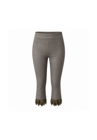 CAROLIN RICK - Strechthose Velours mit Federsaum - Creme