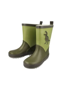 maximo® - Gummistiefel Dinosaurier Applikation, Reflekt 3M, Jerseyfutter - dark tee/schilf
