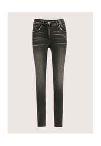 MADELEINE - Kurzgröße: Schmale Five-Pocket-Jeans mit Glitzer - black denim
