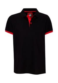 RUSTY NEAL® - Poloshirt Rusty Neal Polo mit kontrastfarbig abgesetzter Knopfleiste - Anthrazit / Schwarz