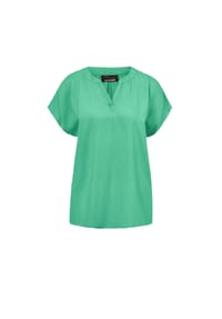 GOLDNER - Kurzgröße:  Bluse mit Tunika Ausschnitt - jadegrün