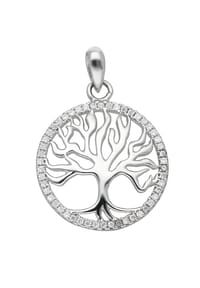 Adelia's - Adelia's Damen Anhänger Baum des Lebens 925 Silber mit Zirkonia – Silberanhänger Lebensbaum - silber