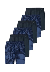 SCHIESSER - Boxershorts 6er Pack Single Jersey - Blau / dunkelblau