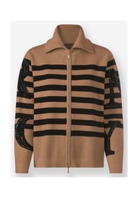 heine - Strickjacke - camel-schwarz-geringelt