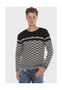 CIPO & BAXX® - Pullover mit modernem Muster - GREY